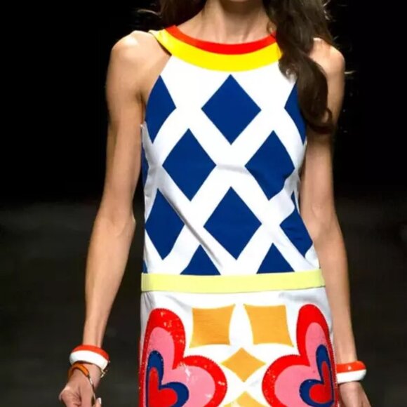 Moschino Couture Spring 2013 Runway Collection Sequin Navy White US 4 IT38 Dress - Picture 1 of 9